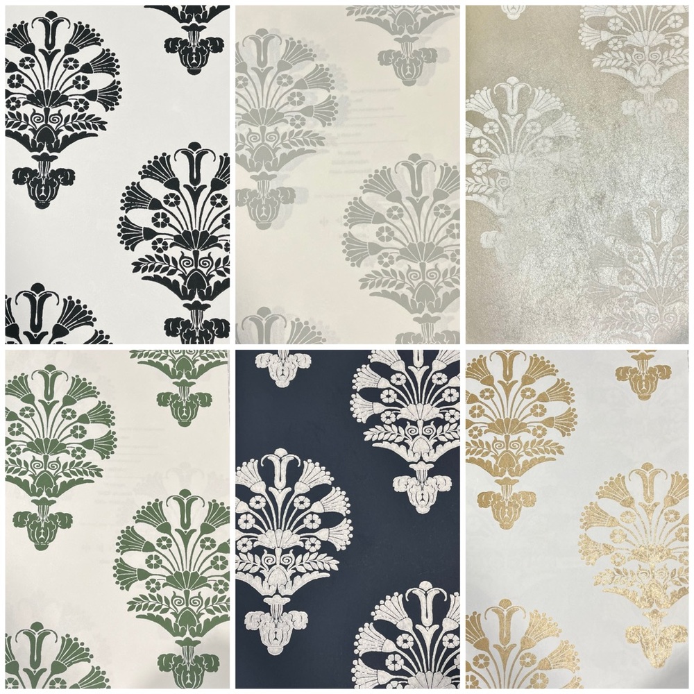 NEW 6 Large Elegant Multicolor w/ Gold & Silver Crafts Wallpaper Sample Sheets